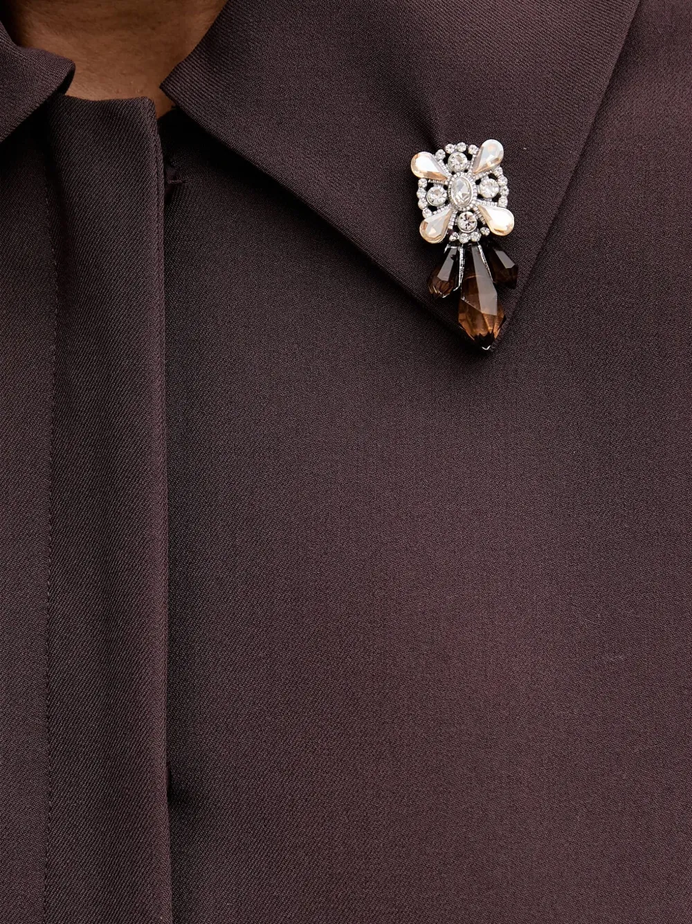Silvian Heach Embellished-collar Jacket In Brown