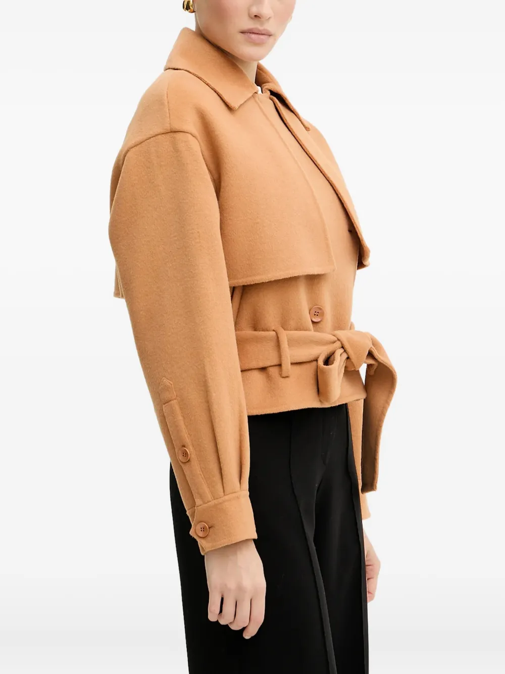 Silvian Heach Belted Buttoned Jacket In Neutral