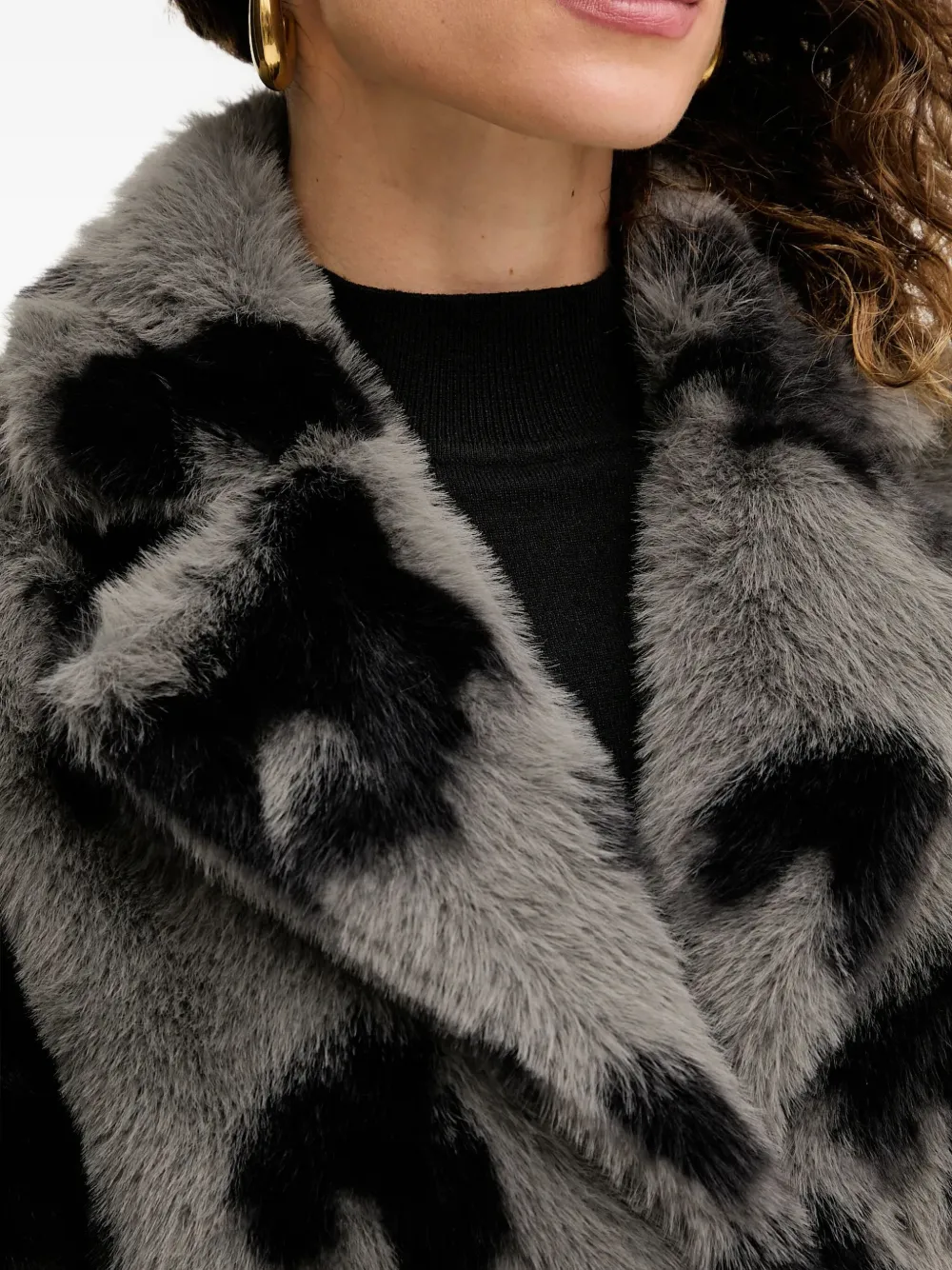 Silvian Heach Leopard-print Collared Coat In Animal Print