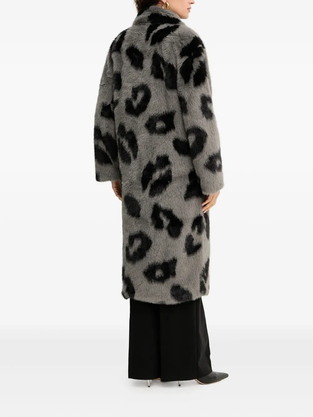 Silvian Heach Leopard-print Collared Coat In Animal Print