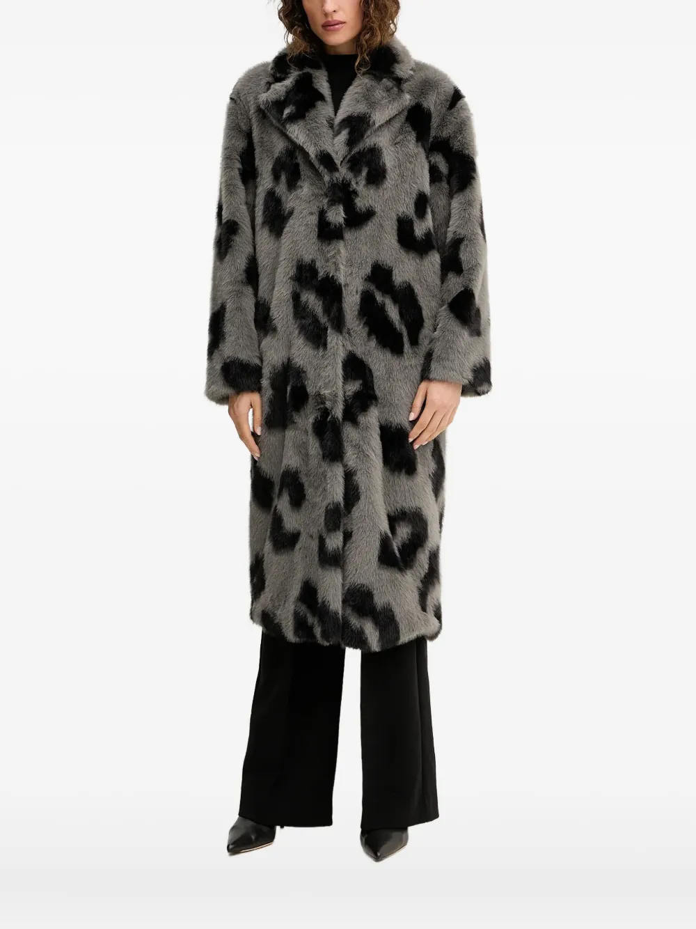Silvian Heach Leopard-print Collared Coat In Animal Print