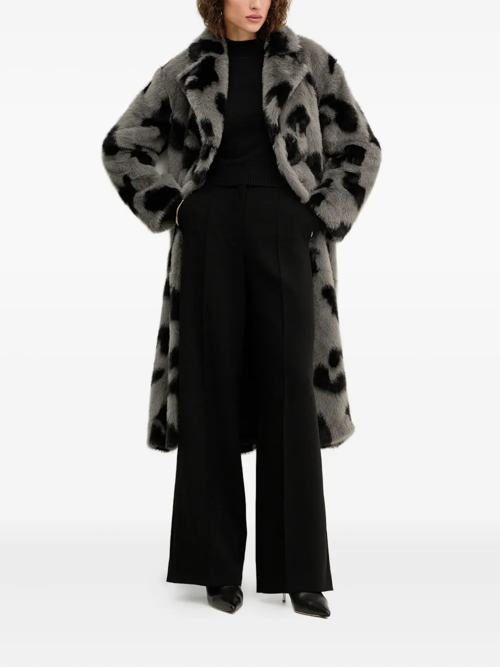 Silvian Heach Leopard-print Collared Coat In Animal Print