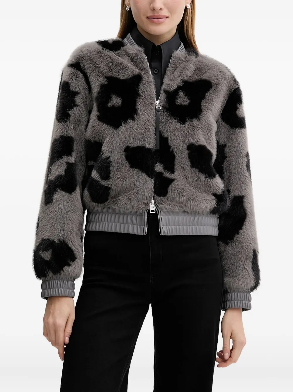 Silvian Heach Zip Faux-fur Jacket In Gray