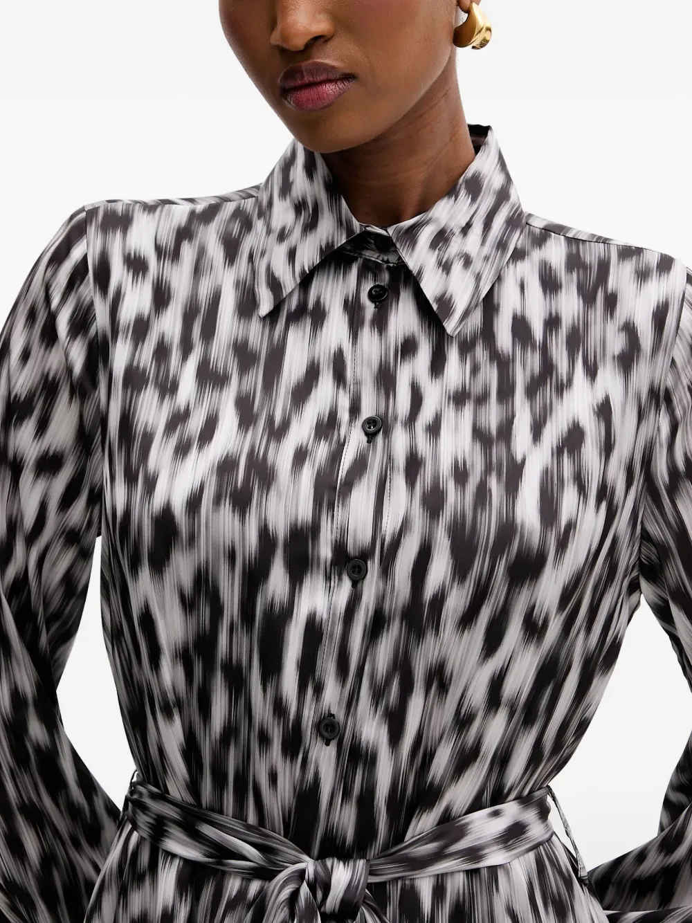 Silvian Heach Midi-jurk met dierenprint en ceintuur Zwart