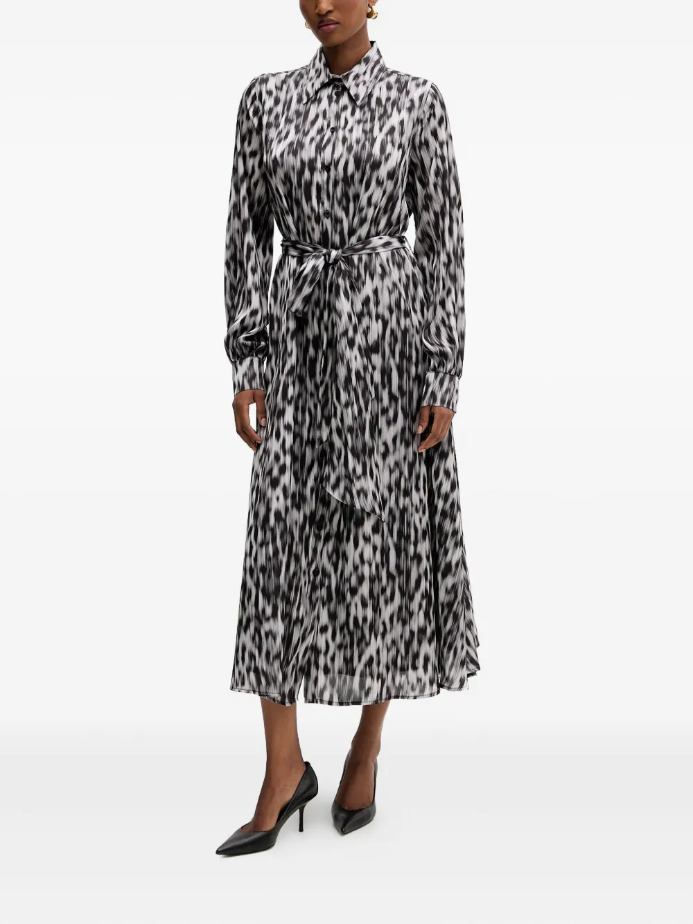 Silvian Heach belted animal-print midi dress - Zwart