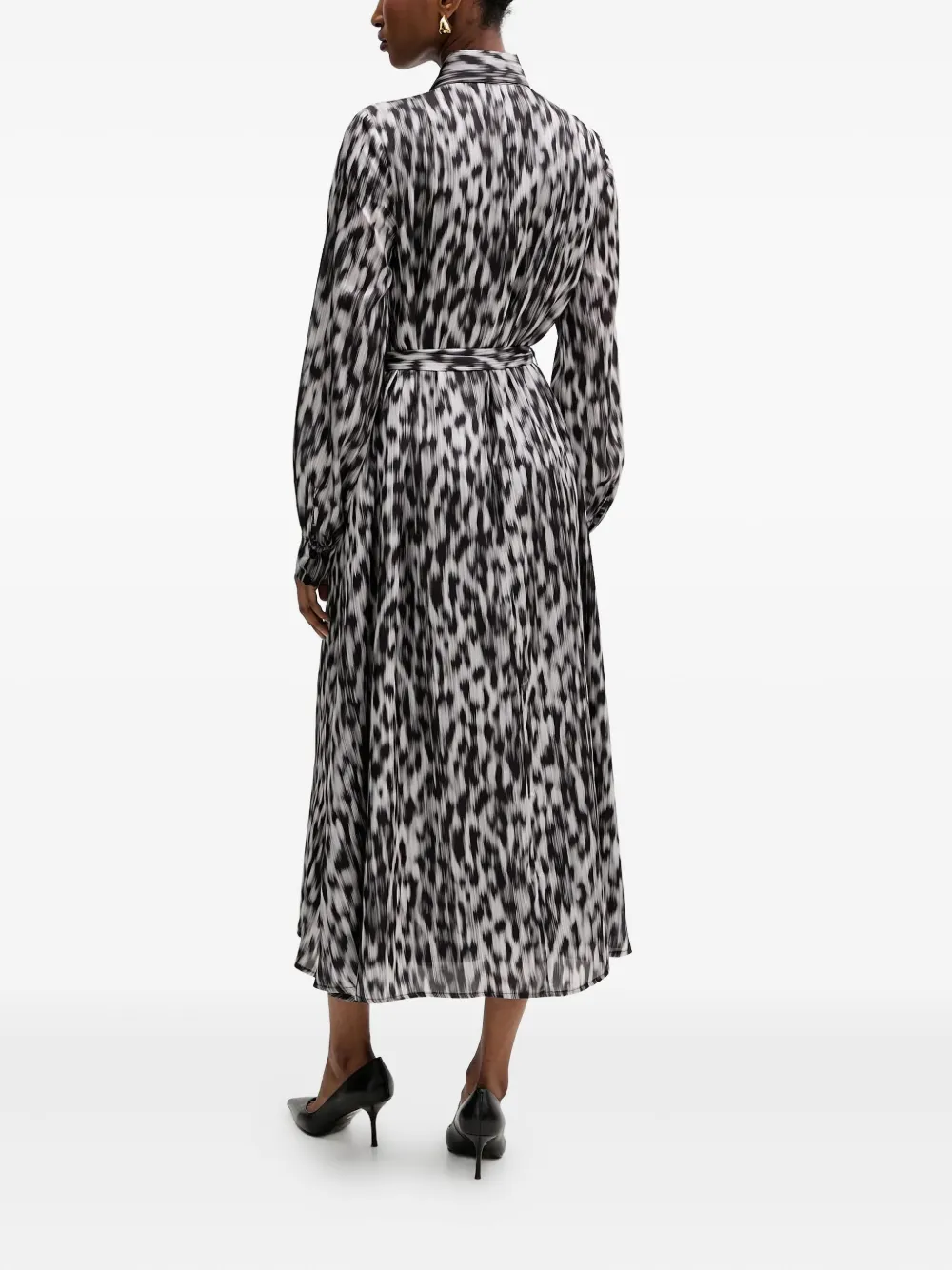 Silvian Heach Midi-jurk met dierenprint en ceintuur Zwart