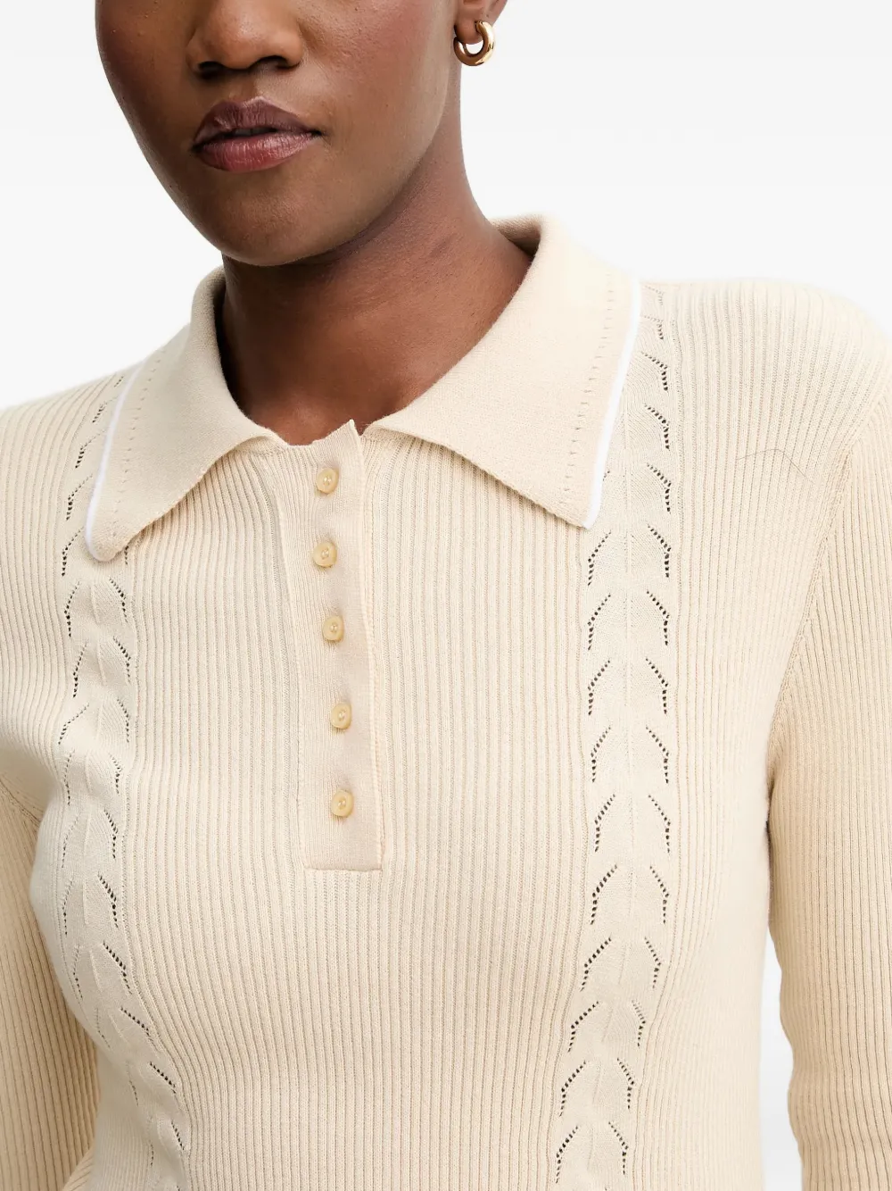 Sessun Cable-knit Polo Shirt In Neutral