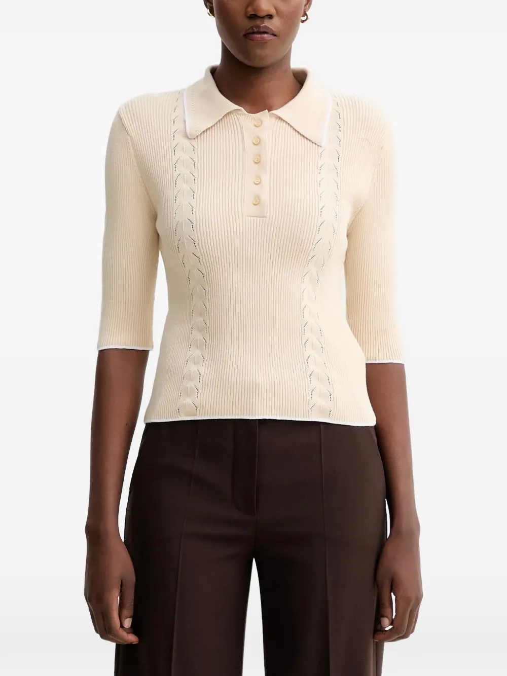 Sessun Cable-knit Polo Shirt In Neutral