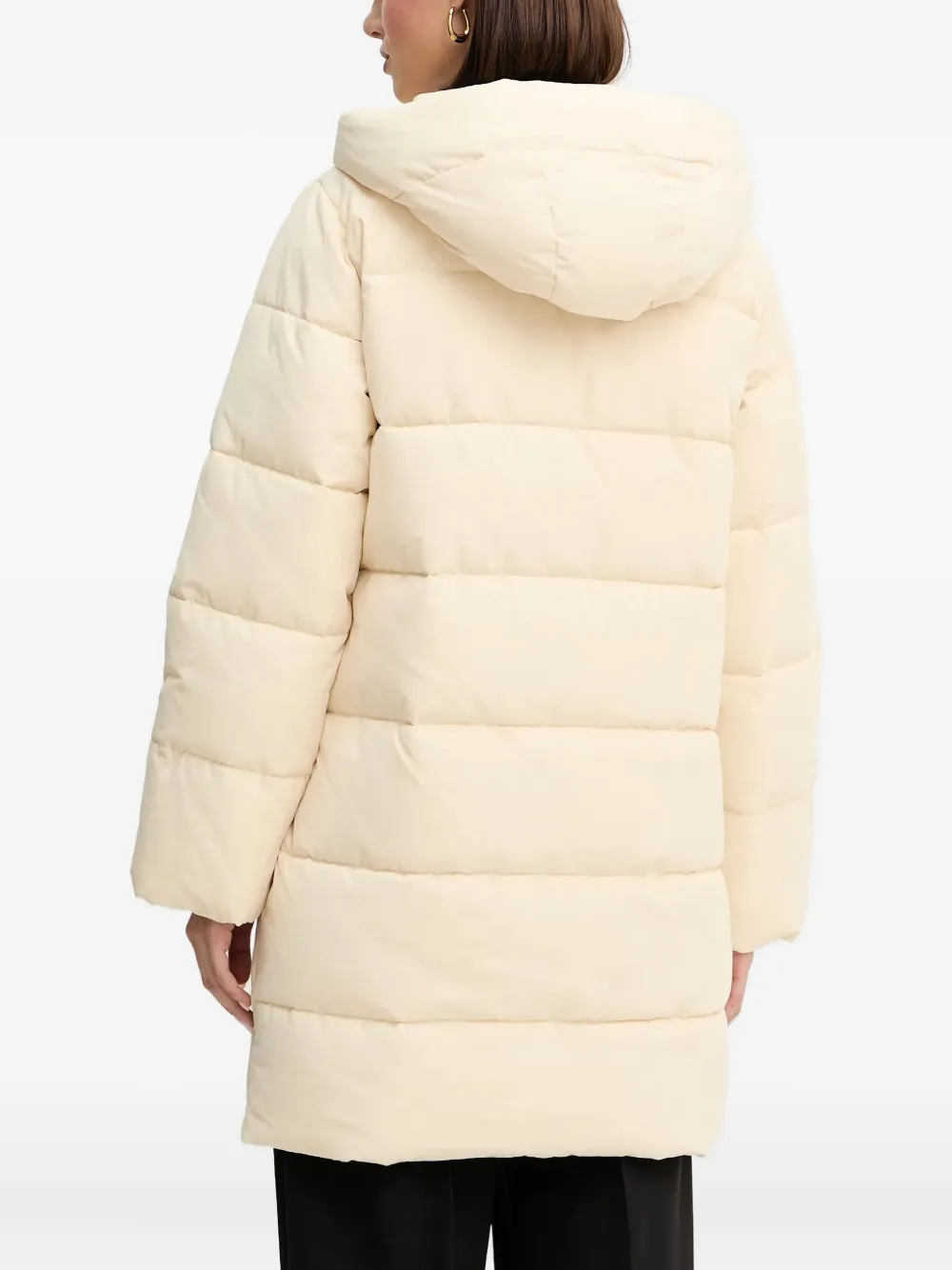 Silvian Heach Hooded Zip Coat In Neutral