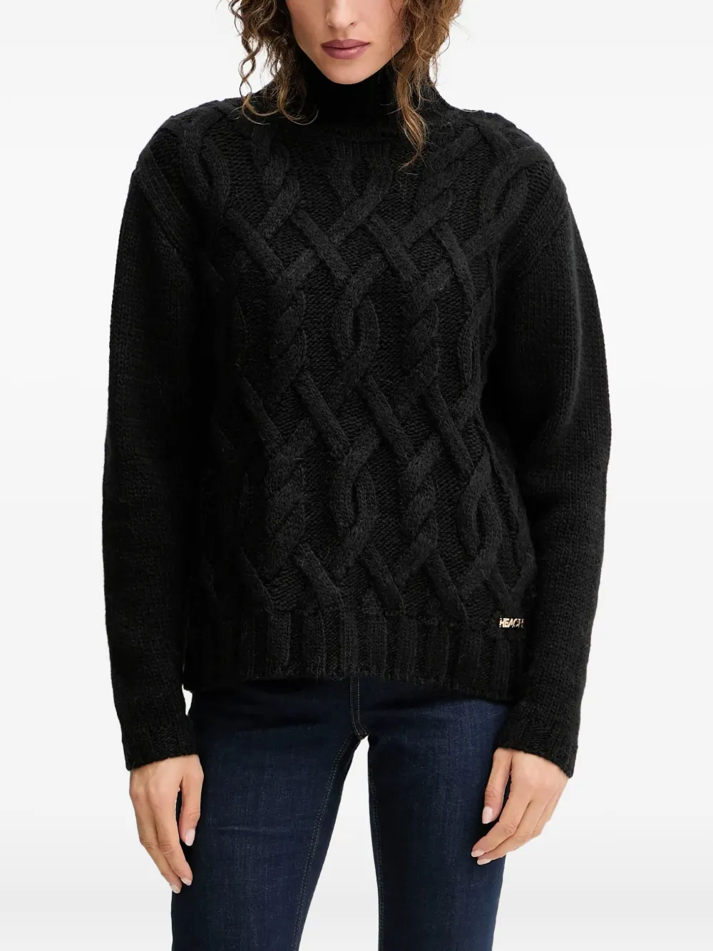 Silvian Heach cable-knit roll-neck sweater - Nero