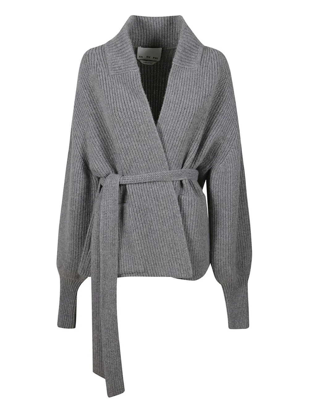 SA SU PHI cardigan cache-cœur à taille ceinturée | gris | Image 1
