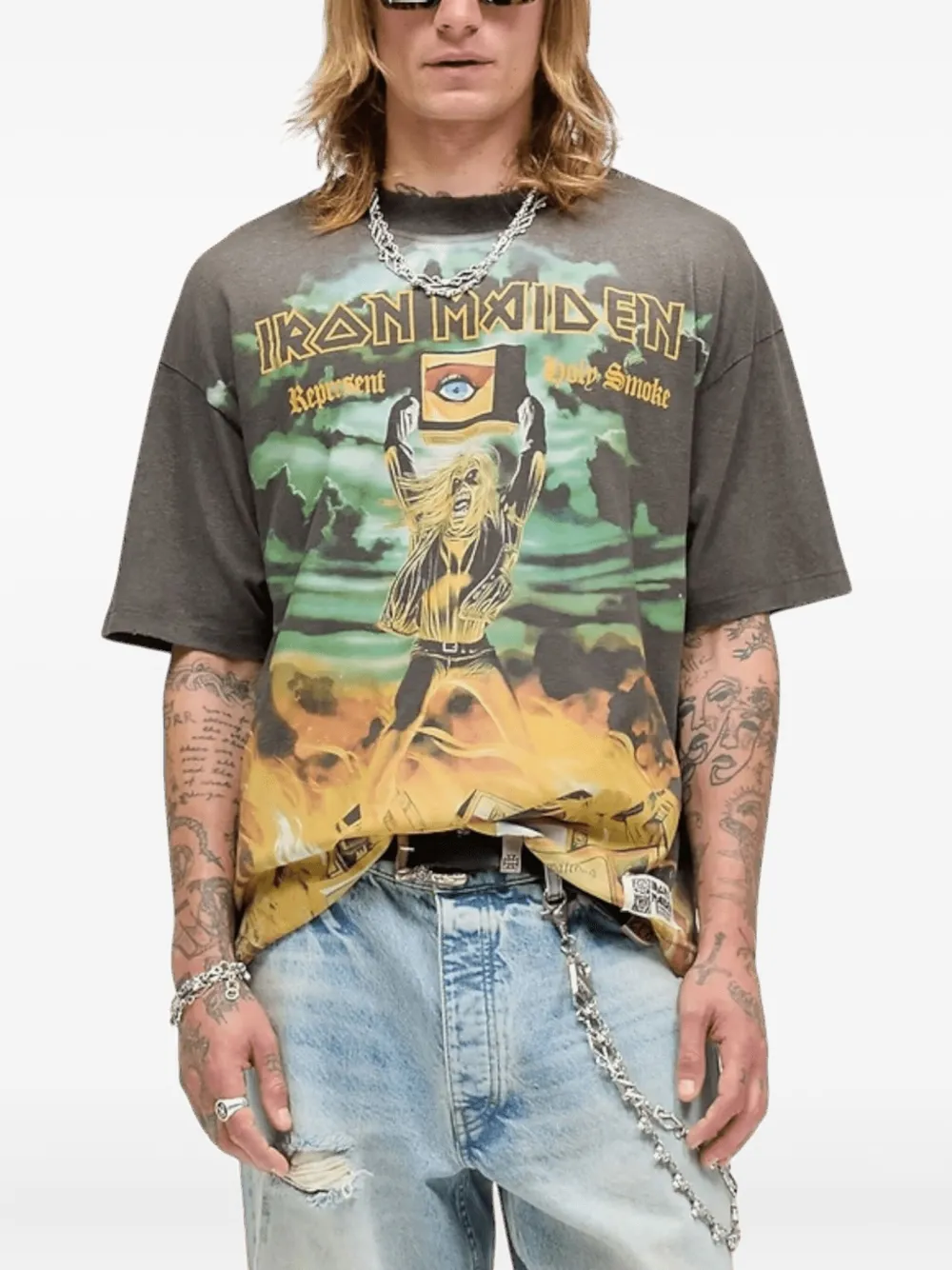 Represent X Iron Maiden Holy Smoke T-shirt In Gray