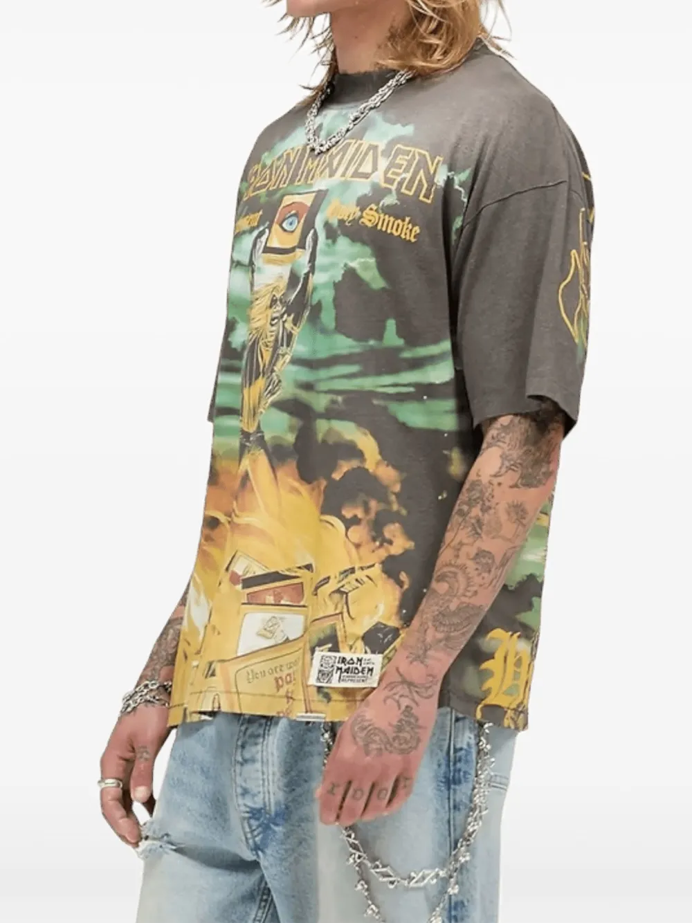 Represent X Iron Maiden Holy Smoke T-shirt In Gray