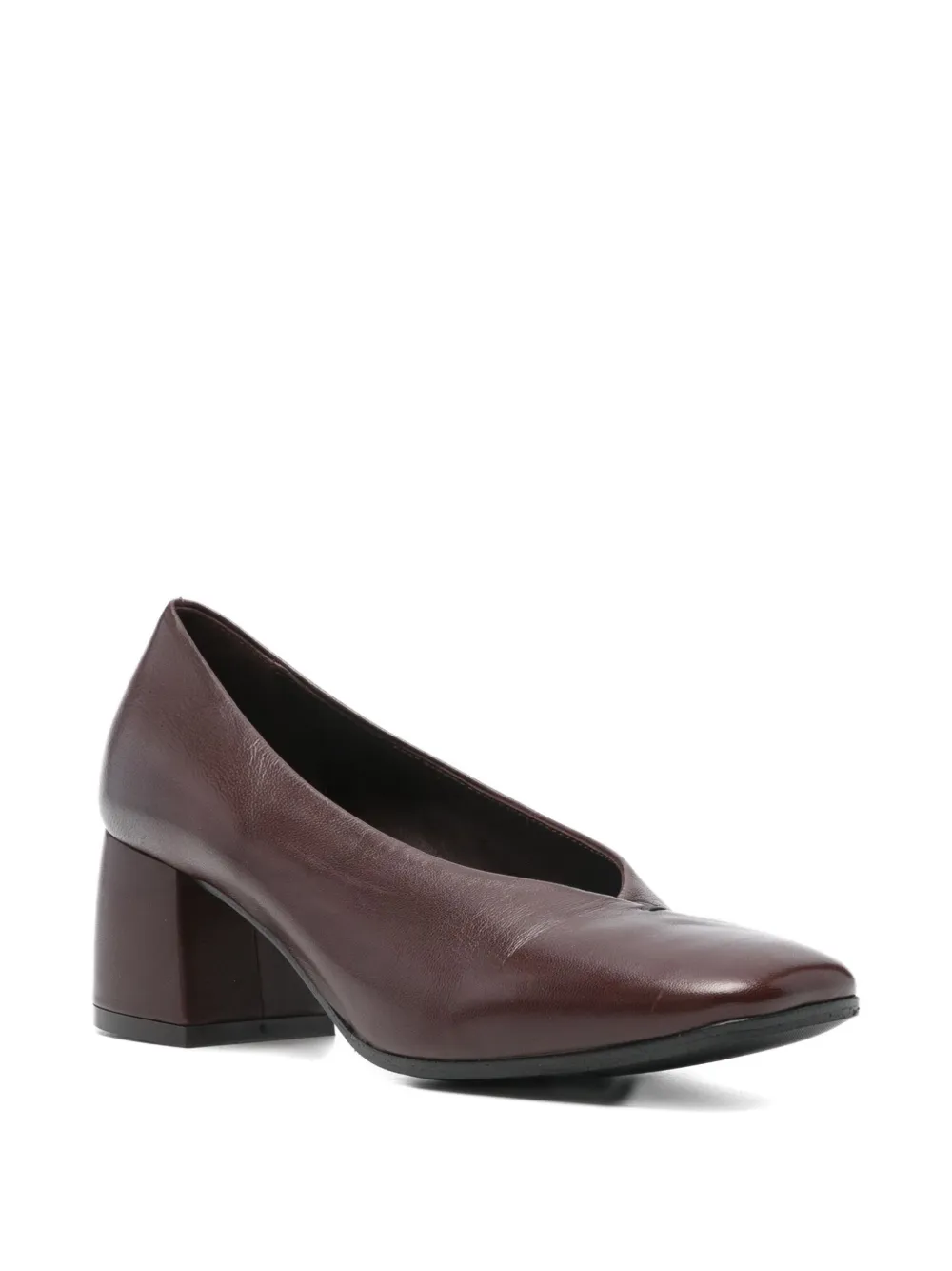 lorena paggi block-heel leather pumps Brown