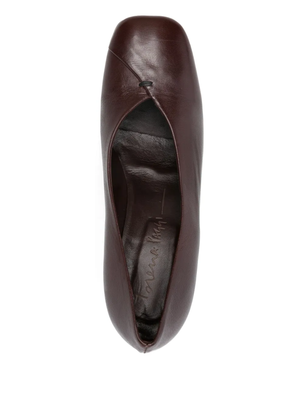 lorena paggi block-heel leather pumps Brown