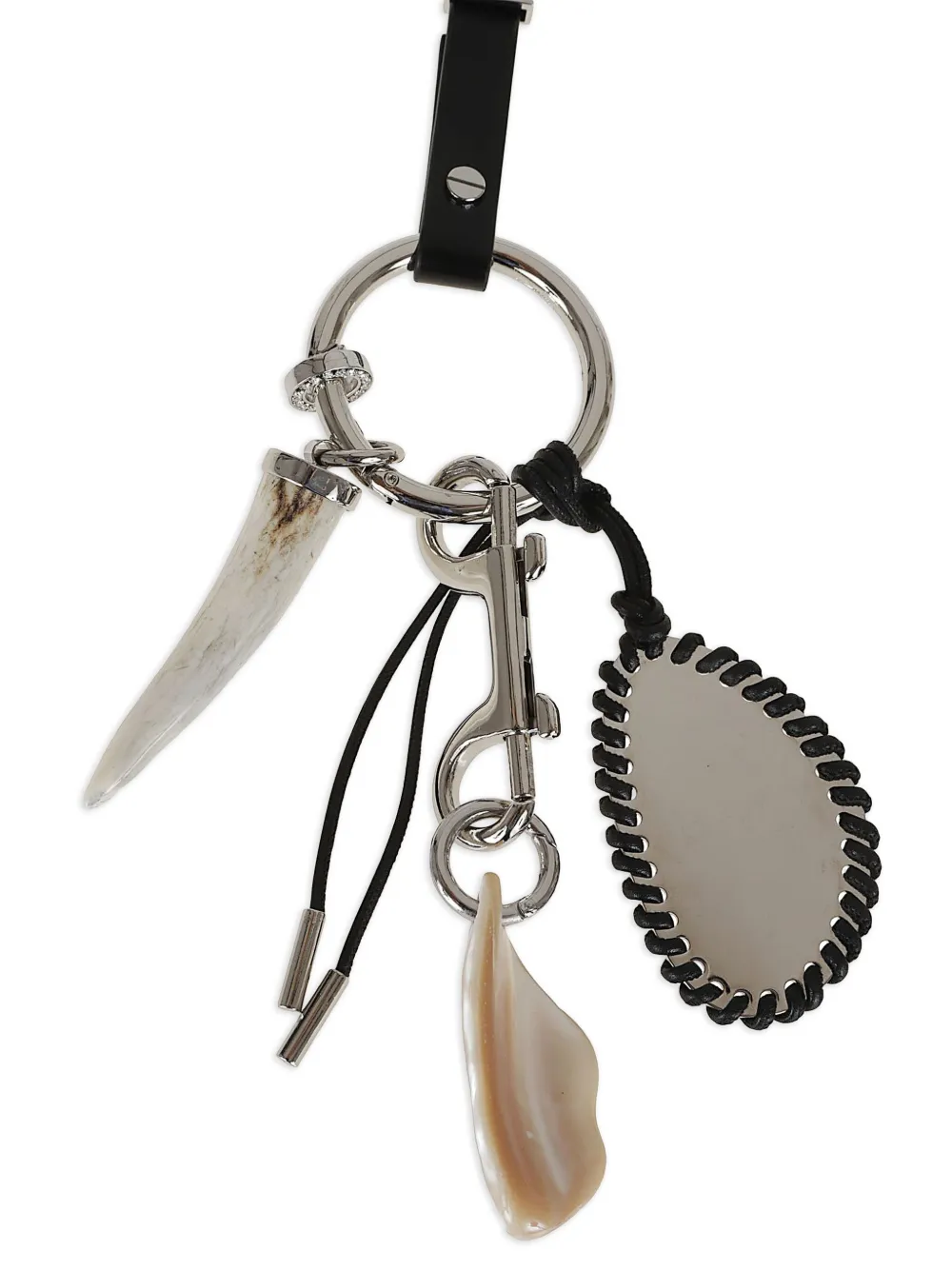 Benedetta Bruzziches Decorative Keychain Leather Strap In Silver