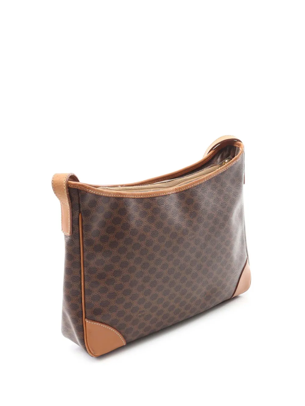 Pre-owned Celine 2018-2025 Macadam Coated Canvas Crossbody Bag In Brown