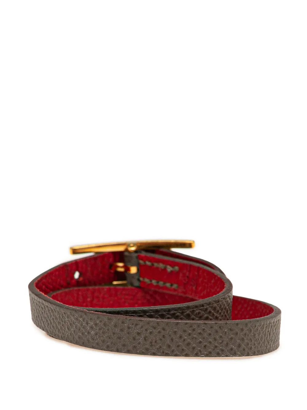 Pre-owned Hermes 1990-2015 Epsom Behapi Double Tour Bracelet Costume Bracelet In Gray