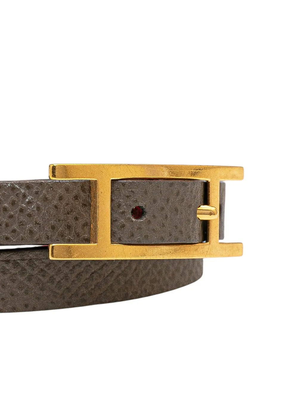 Pre-owned Hermes 1990-2015 Epsom Behapi Double Tour Bracelet Costume Bracelet In Gray