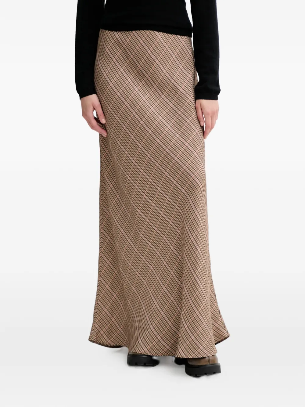 MUNTHE Bardot checked maxi skirt - Toni neutri