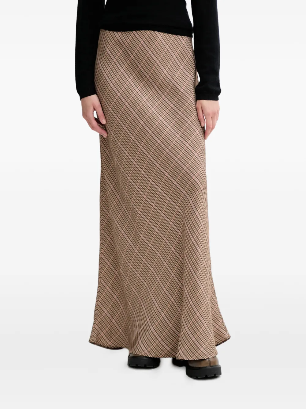 MUNTHE Bardot checked maxi skirt - Nude