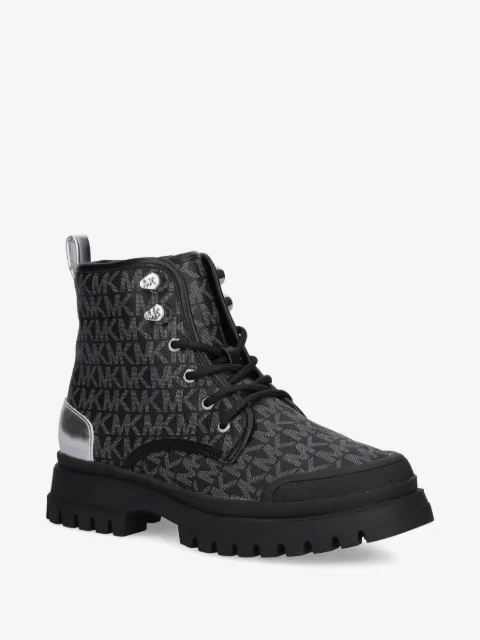 Michael Kors Kids 페이턴 모노그램 러그 솔 부츠