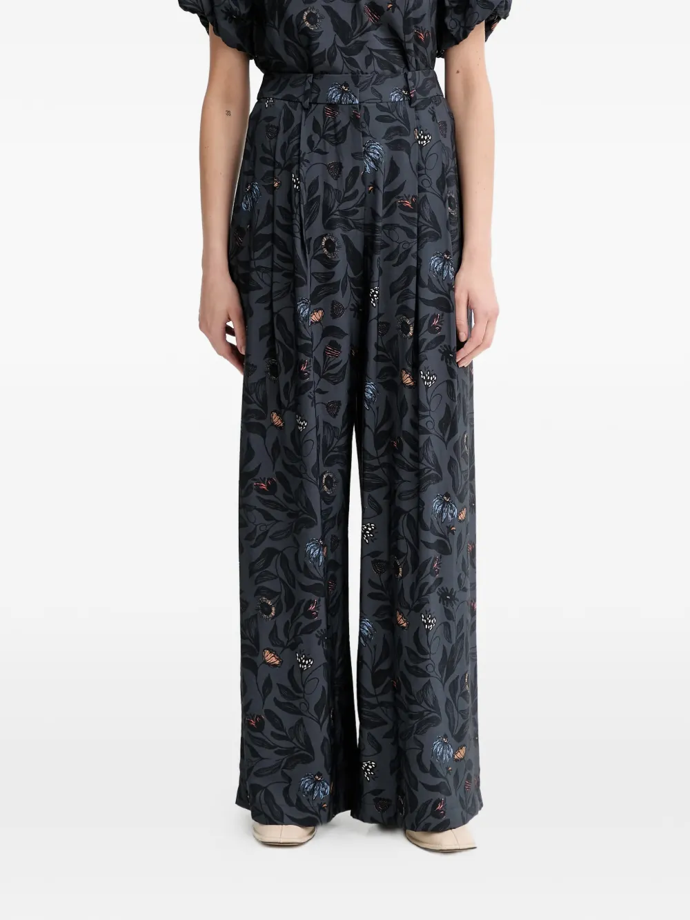 MUNTHE Faicus floral pleated trousers - Grau