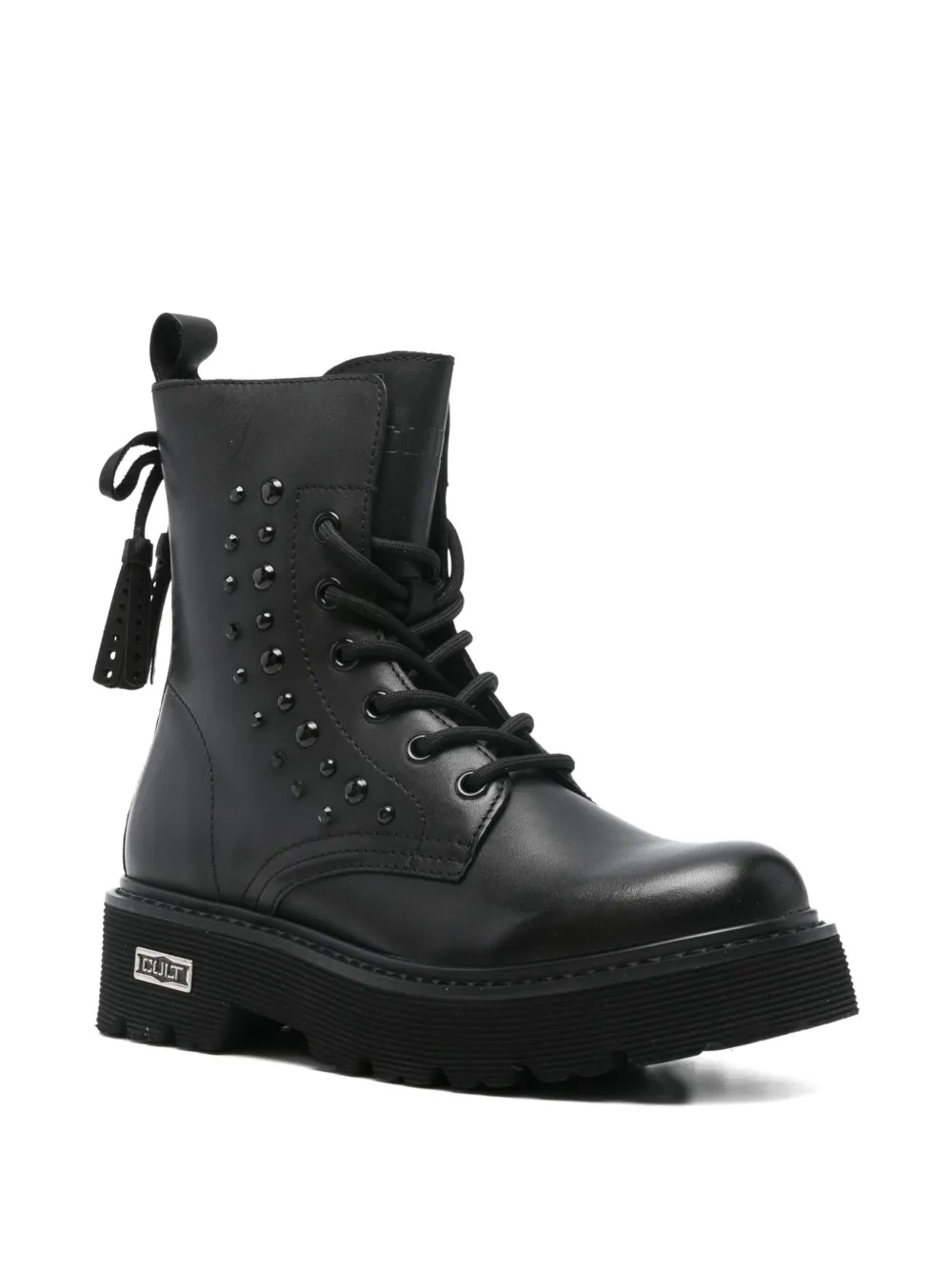 Cult lace-up studded boots Black