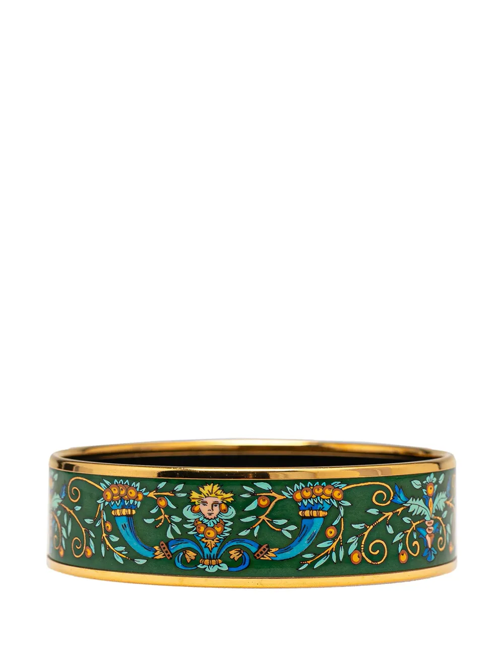 HERMES Pre-owned 1990-2010 Wide Enamel Astres Et Soleils Bangle 65 Costume Bracelet In Gold