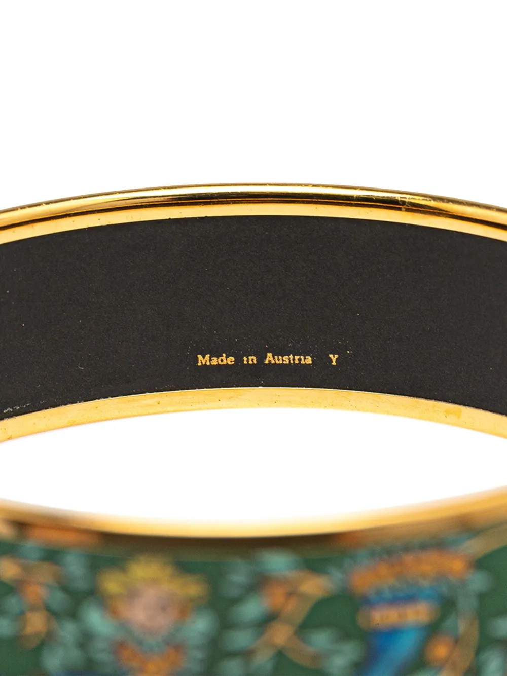 HERMES Pre-owned 1990-2010 Wide Enamel Astres Et Soleils Bangle 65 Costume Bracelet In Gold