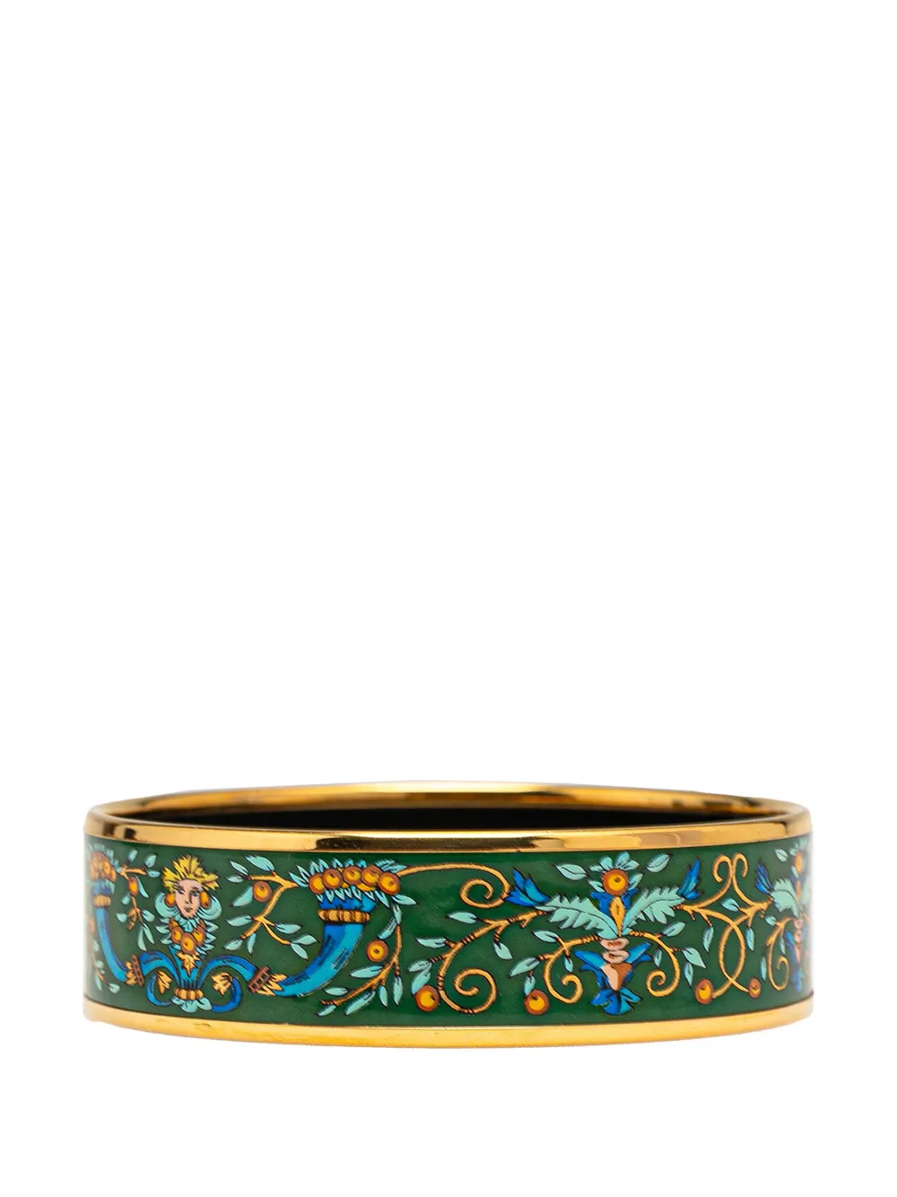 HERMES Pre-owned 1990-2010 Wide Enamel Astres Et Soleils Bangle 65 Costume Bracelet In Gold