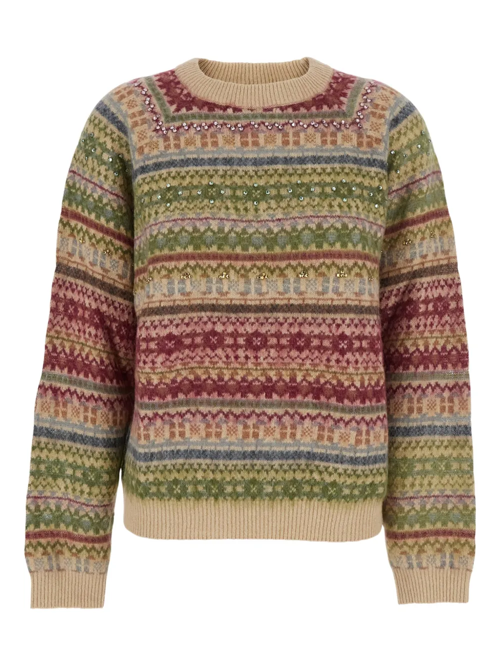 Semicouture Fairisle-print embellished sweater | Red | Image 1