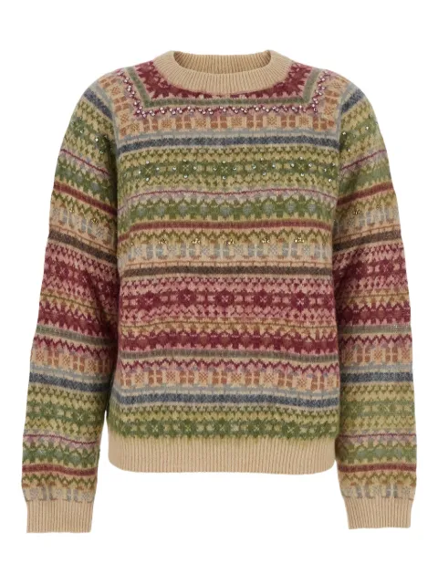 Semicouture Fairisle-print embellished sweater