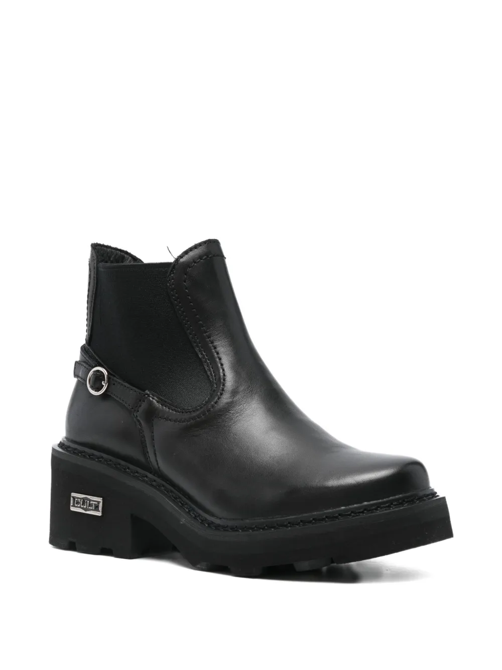Cult elastic-panelled buckle Chelsea boots Black