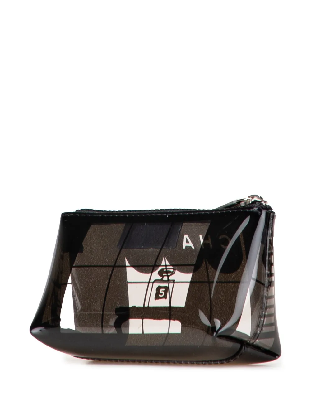 Pre-owned Chanel 2002-2003 Vinyl Coco Window Cosmetic Pouch In Black