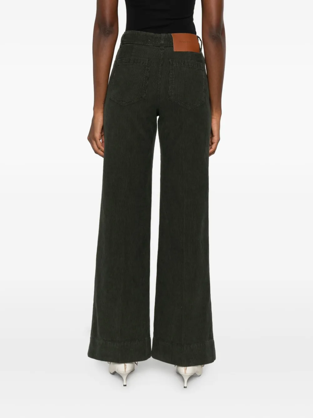 Victoria Beckham corduroy wide-leg jeans Groen