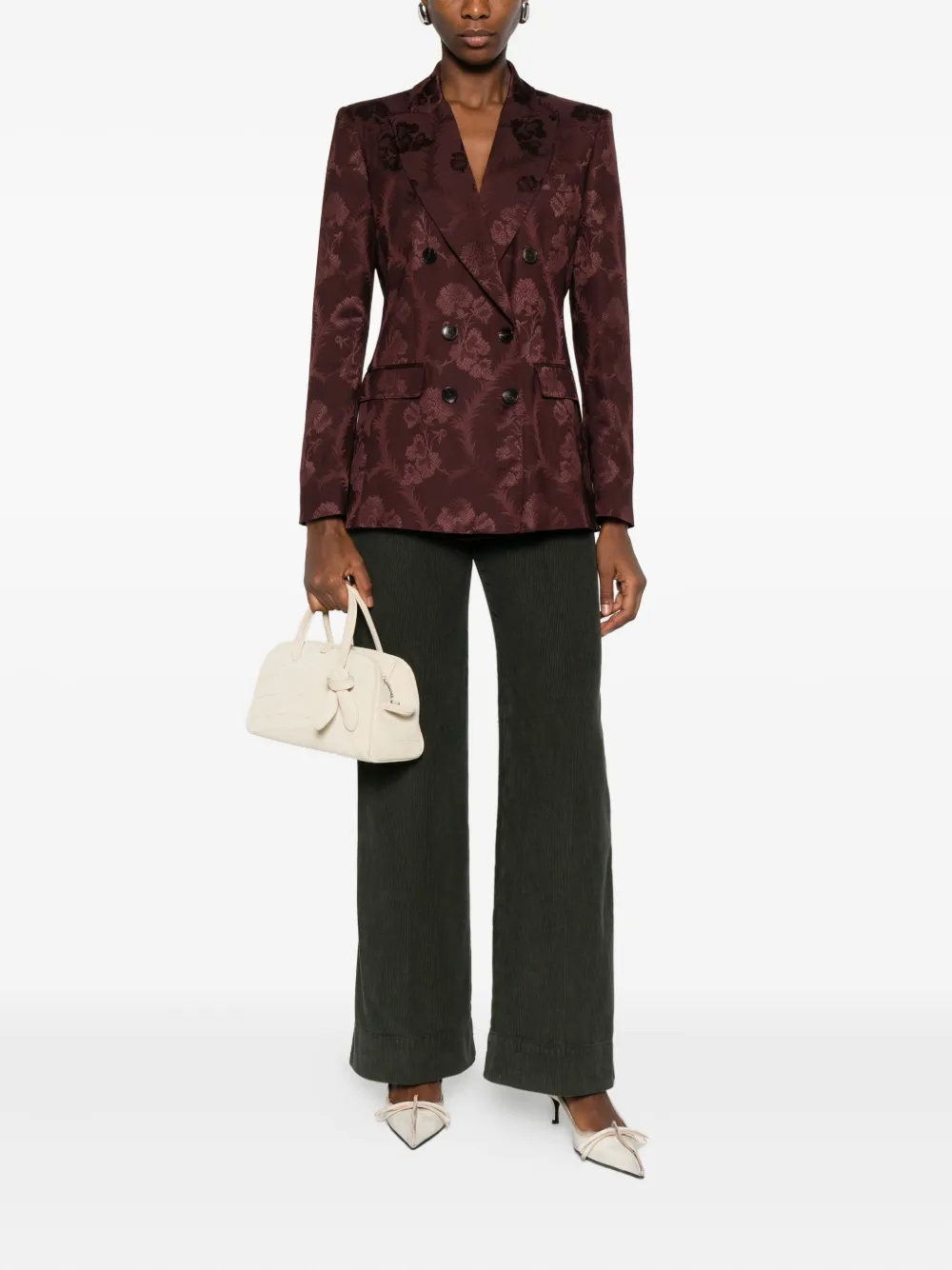 Victoria Beckham corduroy wide-leg jeans - Groen