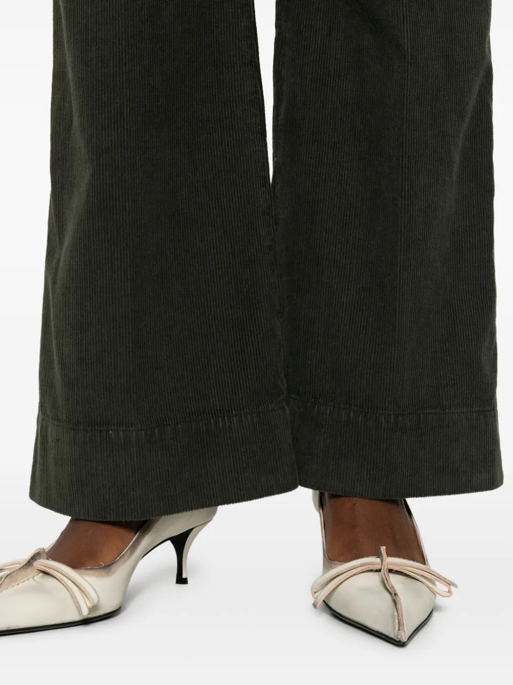 Victoria Beckham corduroy wide-leg jeans Groen