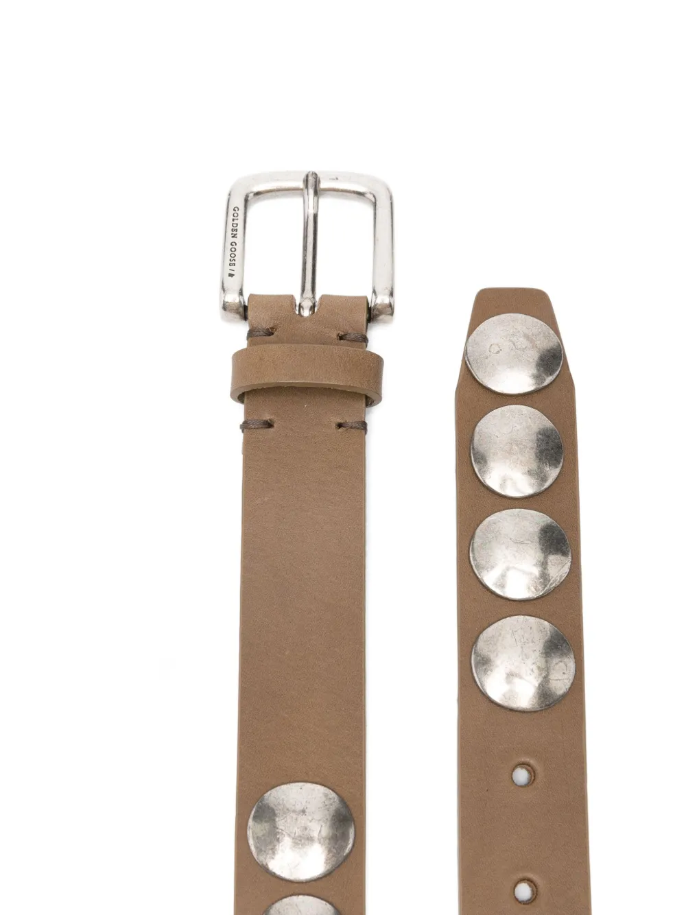 Golden Goose Leren riem met metallic-effect Bruin