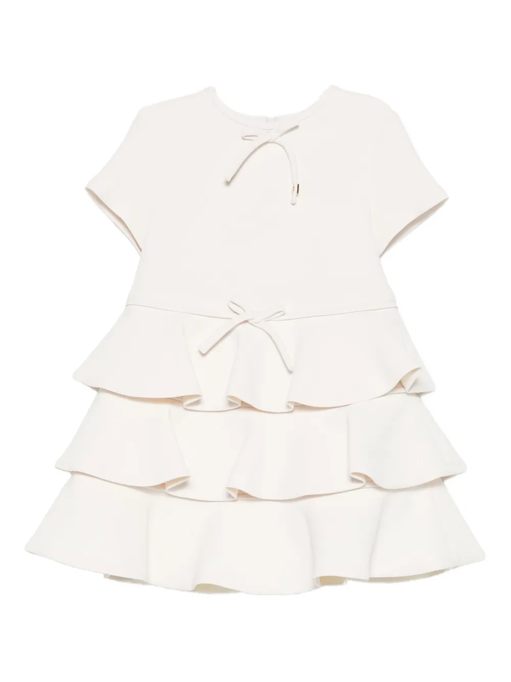 Elisabetta Franchi Ruffled Bow-embellished Dress In White