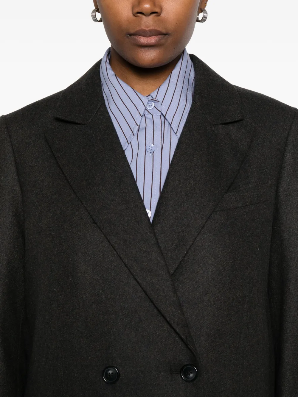Apc Double-breasted Wool Blazer In Brown