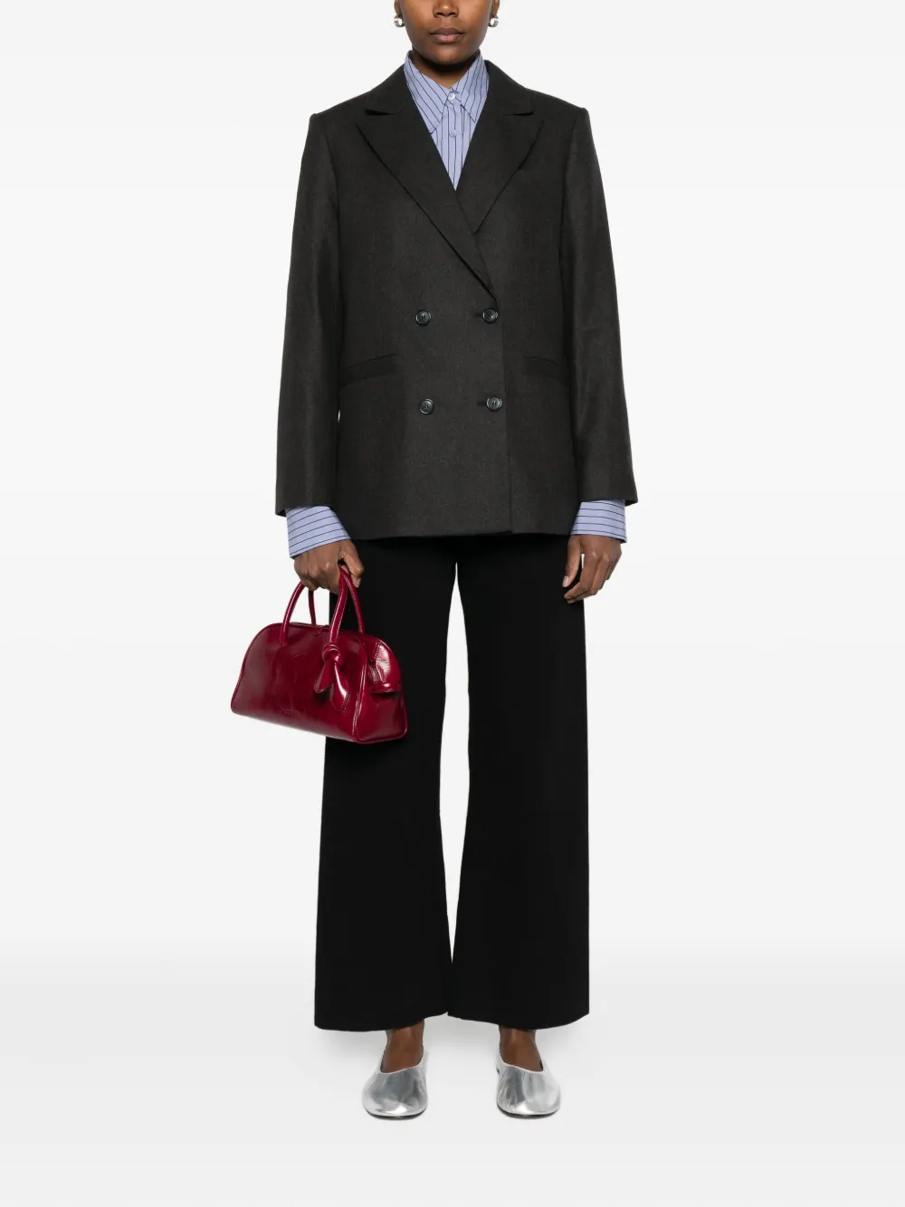 Apc Double-breasted Wool Blazer In Brown