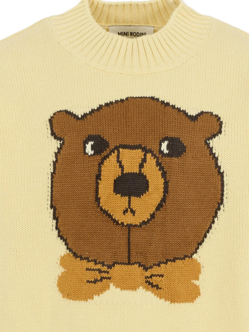 Mini Rodini Teddy Bear-intarsia Sweater In Yellow