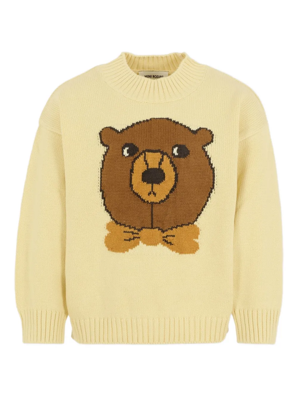 Mini Rodini Teddy Bear-intarsia Sweater In Yellow
