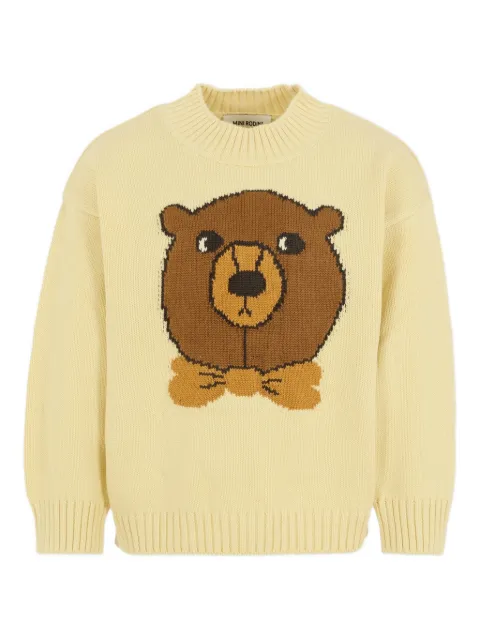 Mini Rodini teddy bear-intarsia sweater
