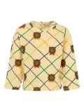 Mini Rodini bear-print diamond-pattern long-sleeved t-shirt - Neutrals