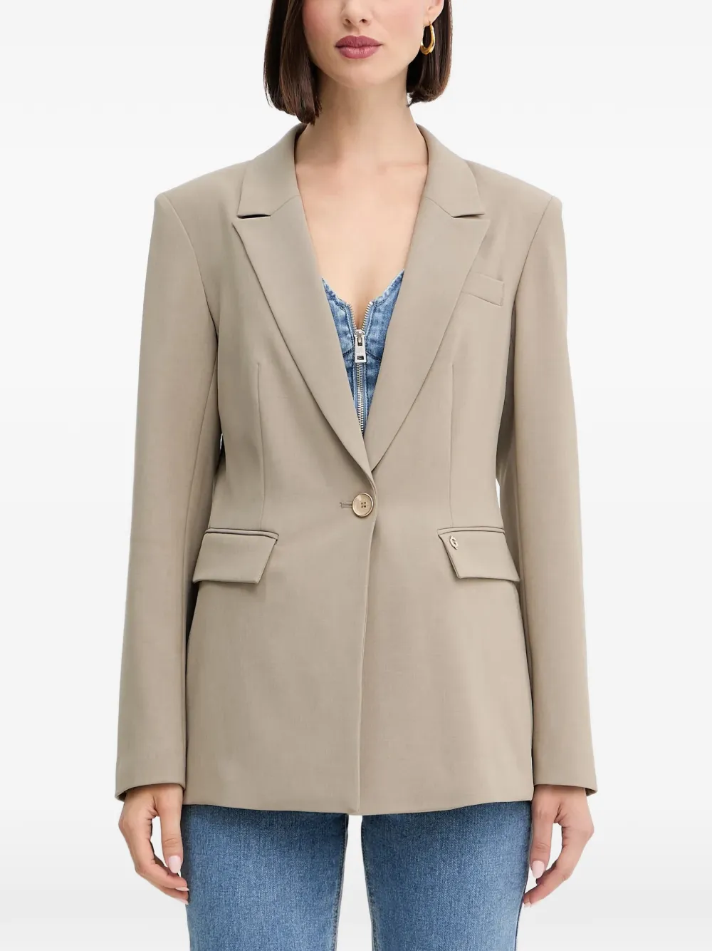 Guess Usa Dorothee Single-breasted Blazer In Neutral