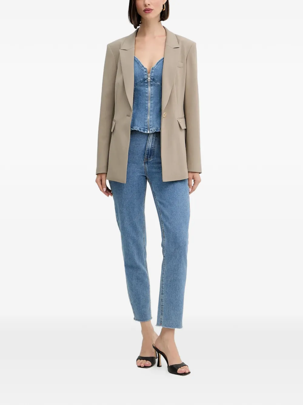 Guess Usa Dorothee Single-breasted Blazer In Neutral