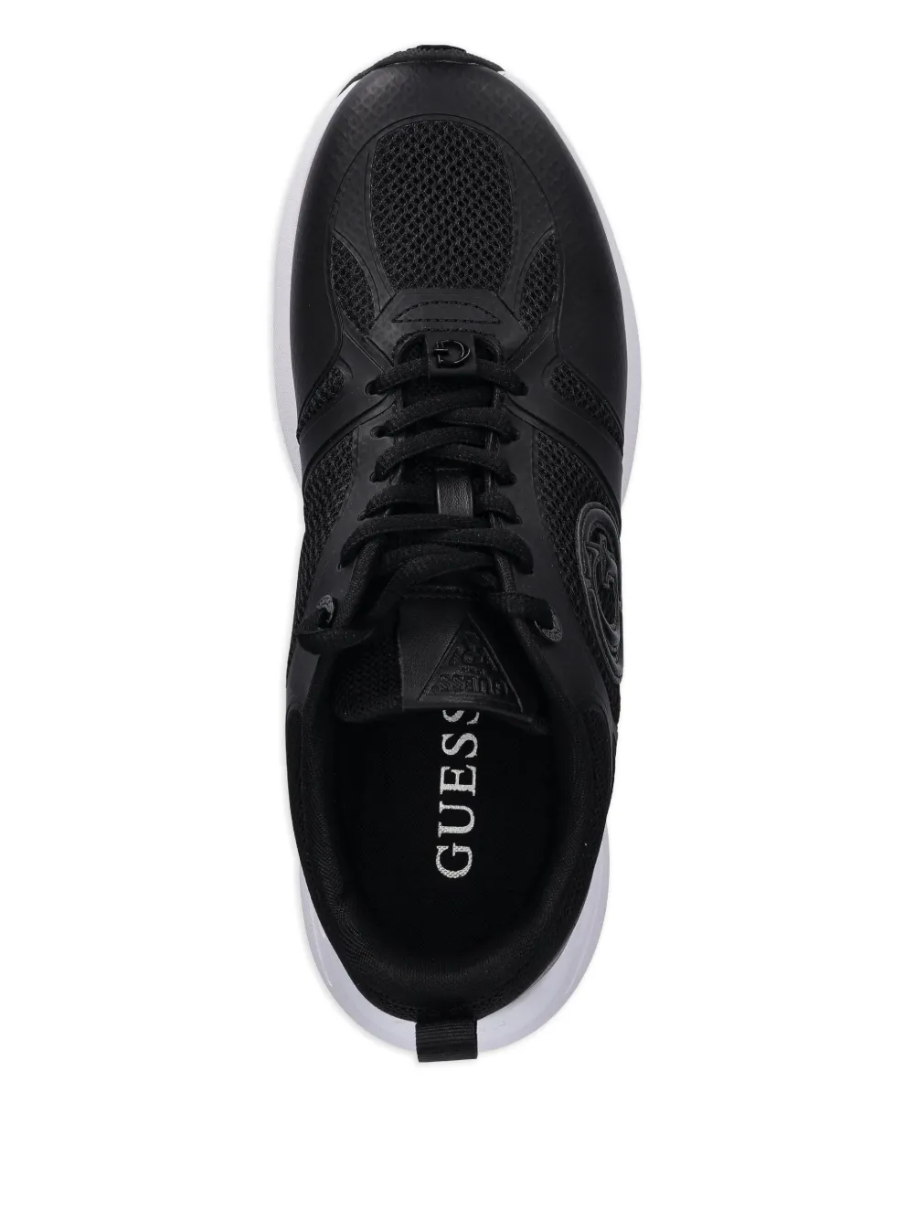 Guess Usa Logo-patch Sneakers In Black