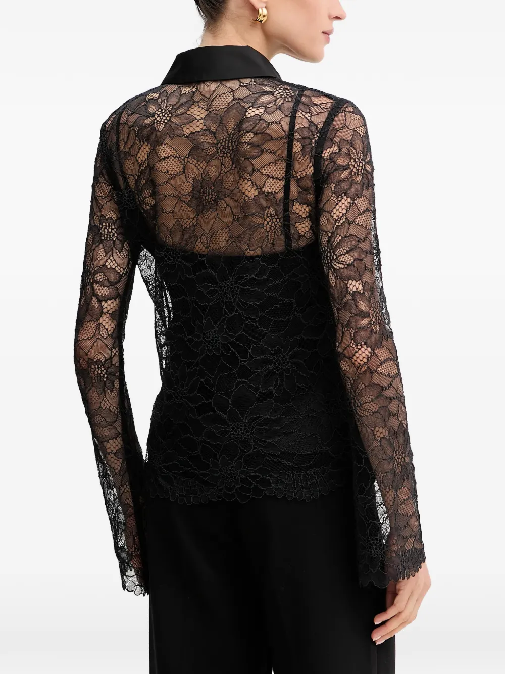 GUESS USA Antoinette top met knopen van kant Zwart